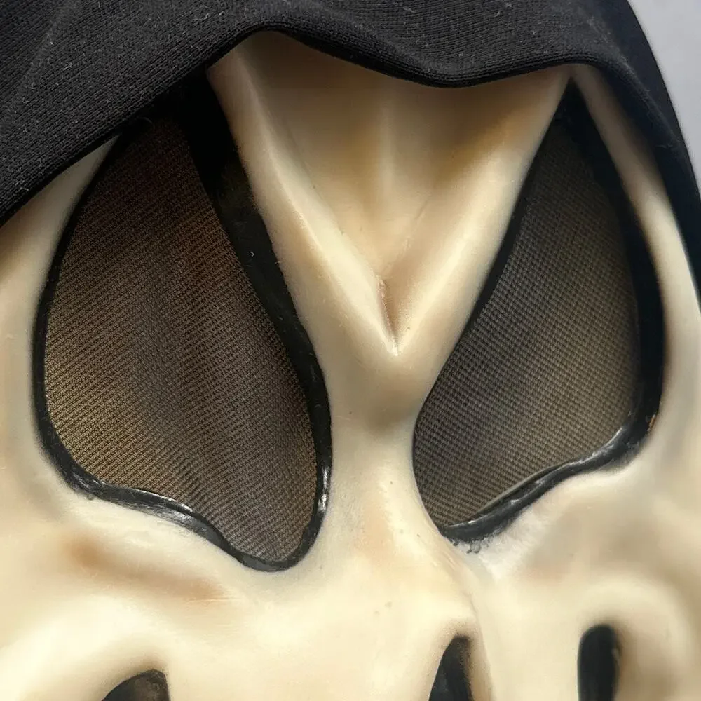 Glow in Dark Scream Ghostface Fun World Mask Black Hood Scary Halloween 9206
